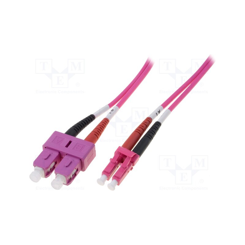 1 pcs x DIGITUS - DK-2532-10-4 - Fiber patch cord, OM4, LC/UPC,SC/UPC, 10m, LSZH, purple