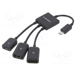 1 pcs x GEMBIRD - UHB-OTG-02 - Adapter, USB A socket x2,USB B micro socket,USB B micro plug