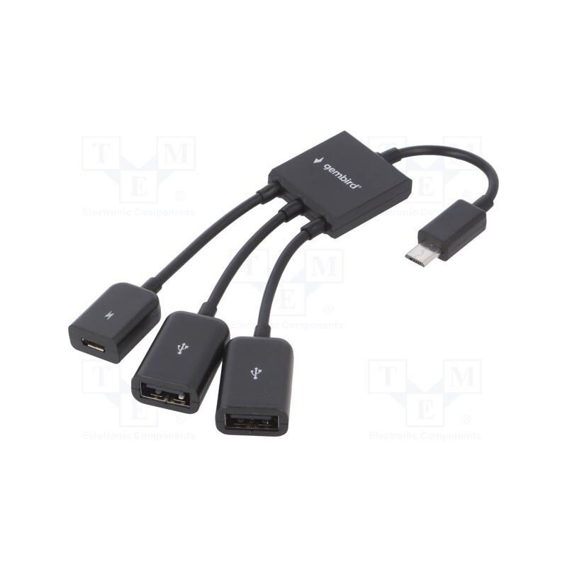 1 pcs x GEMBIRD - UHB-OTG-02 - Adapter, USB A socket x2,USB B micro socket,USB B micro plug