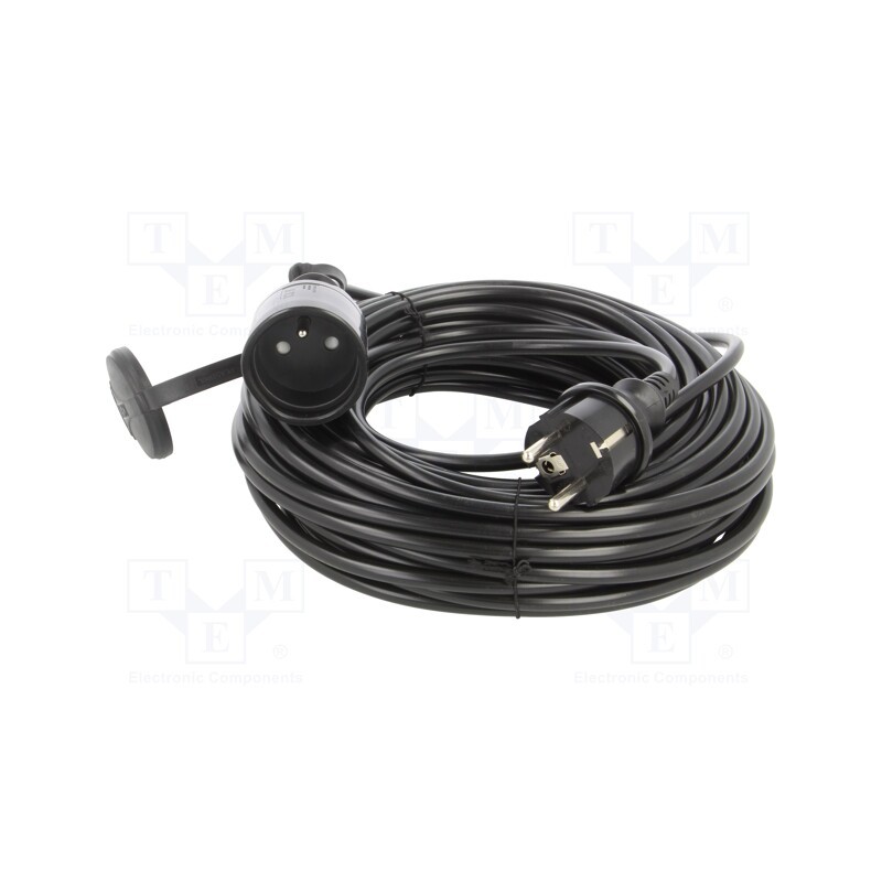 1 pcs x KEL - W-97409 - Extension lead, 3x1mm2, Sockets: 1, PVC, black, 20m, 10A, STANDARD