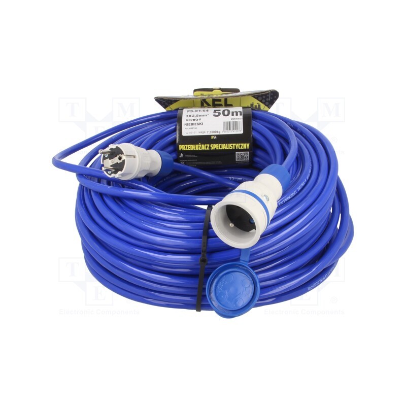 1 pcs x KEL - W-99191 - Extension lead, 3x2.5mm2, Sockets: 1, PUR, blue, 50m, 16A