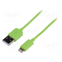 1 pcs x LOGILINK - UA0203 - Cable, USB 2.0, Apple Lightning plug,USB A plug, 1m, green