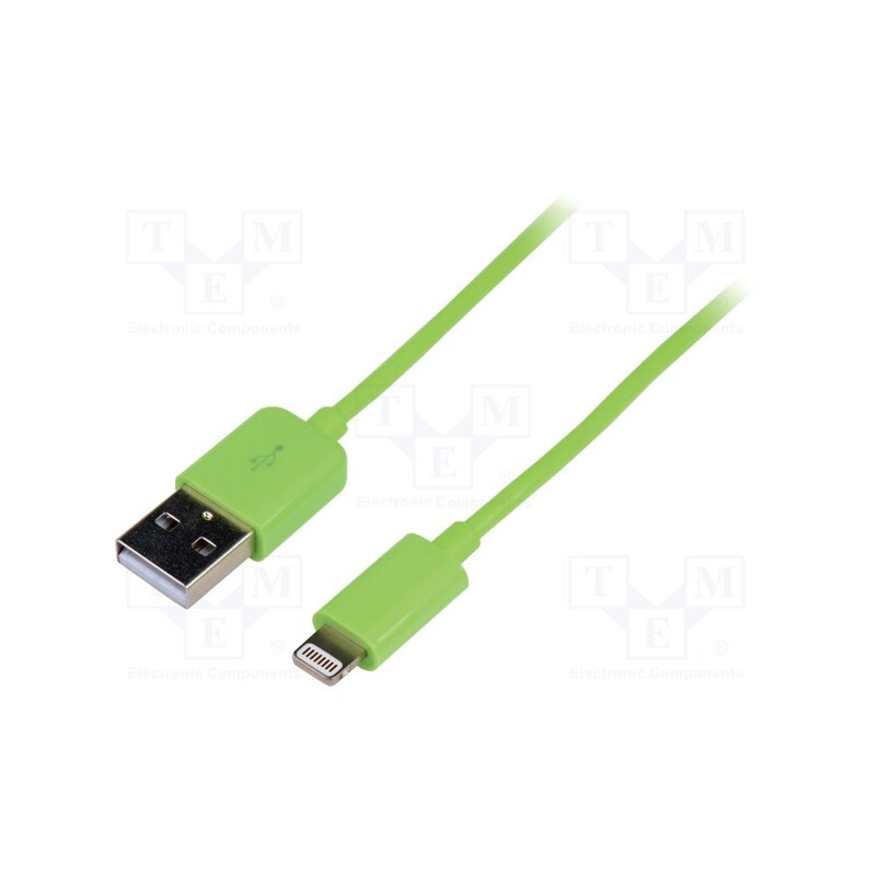 1 pcs x LOGILINK - UA0203 - Cable, USB 2.0, Apple Lightning plug,USB A plug, 1m, green