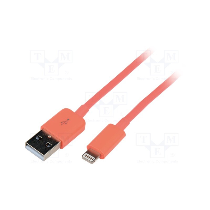 1 pcs x LOGILINK - UA0200 - Cable, USB 2.0, Apple Lightning plug,USB A plug, 1m, pink