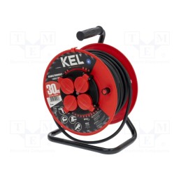 1 pcs x KEL - W-99534 - Extension lead, 3x2.5mm2, reel,with non-rotating sockets, black