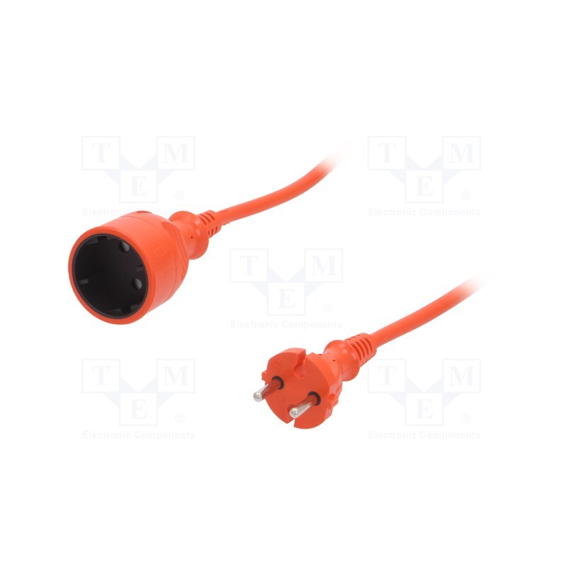 1 pcs x PLASTROL - W-98939 - Extension lead, 2x1mm2, Sockets: 1, PVC, orange, 20m, 10A