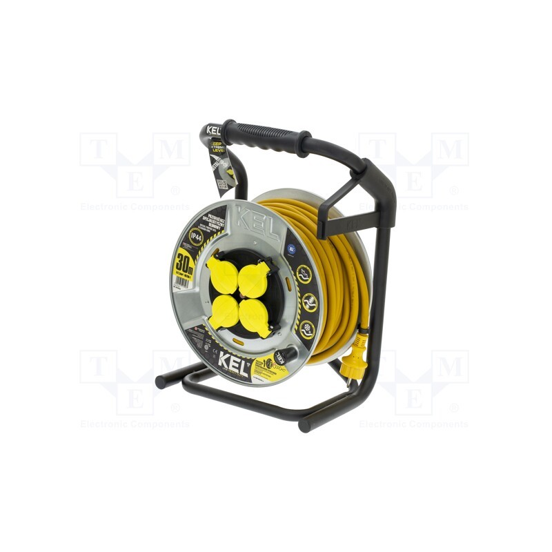 1 pcs x KEL - W-99456 - Extension lead, 3x2.5mm2, reel,with non-rotating sockets, 30m