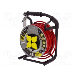 1 pcs x KEL - W-99470 - Extension lead, 3x2.5mm2, reel,with non-rotating sockets, red