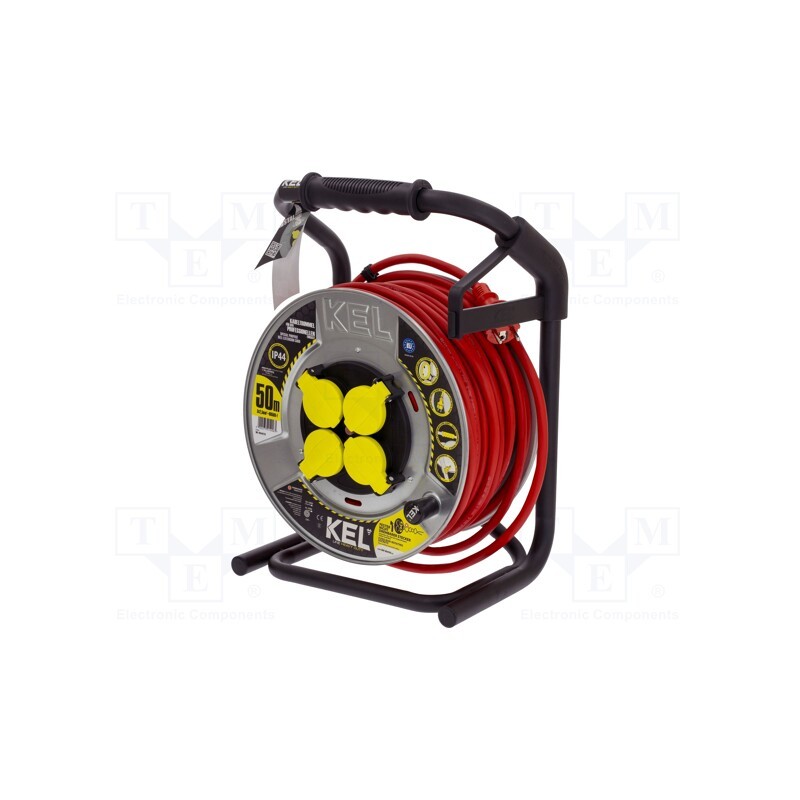 1 pcs x KEL - W-99470 - Extension lead, 3x2.5mm2, reel,with non-rotating sockets, red