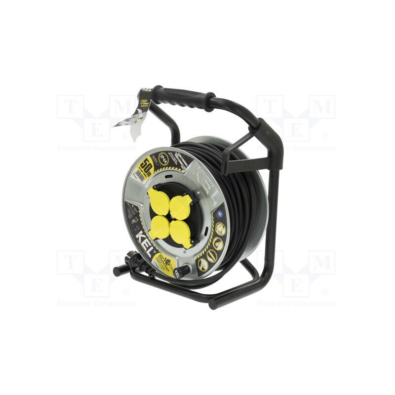 1 pcs x KEL - W-99469 - Extension lead, 3x2.5mm2, reel,with non-rotating sockets, black