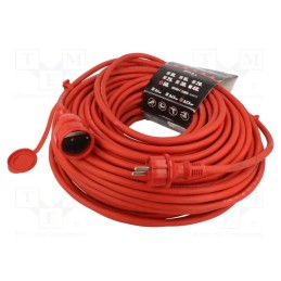 1 pcs x KEL - W-98649 - Extension lead, 3x2.5mm2, Sockets: 1, rubber, red, 50m, 16A