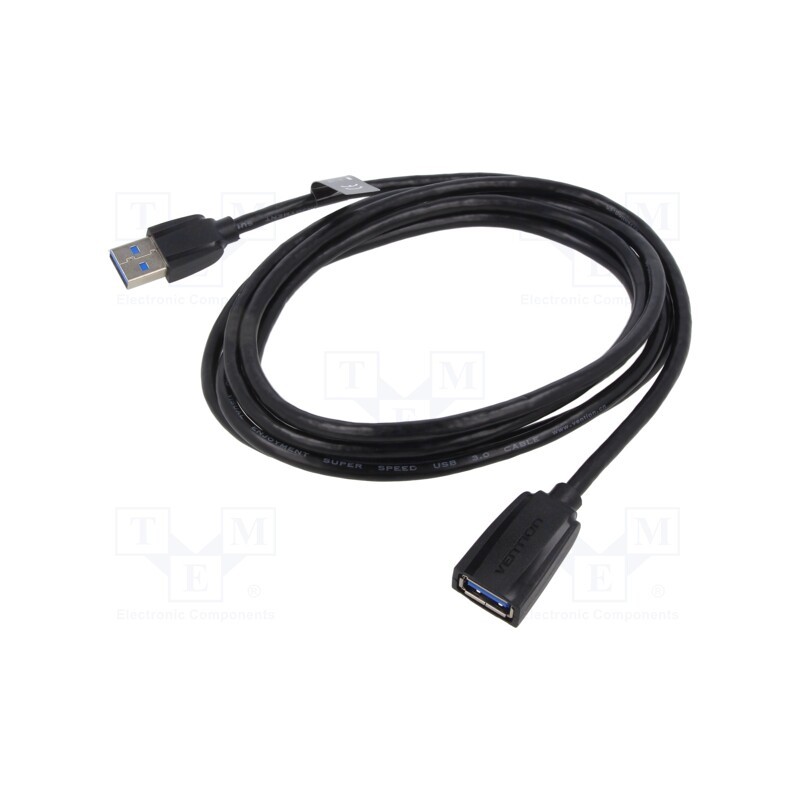 1 pcs x VENTION - VAS-A45-B200 - Cable, USB 3.0, USB A socket,USB A plug, nickel plated, 2m, black