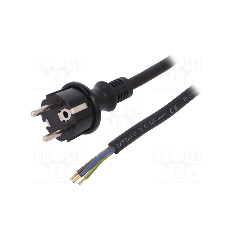 1 pcs x PLASTROL - W-97214 - Cable, 3x1.5mm2, CEE 7/7 (E/F) plug,wires,SCHUKO plug, rubber