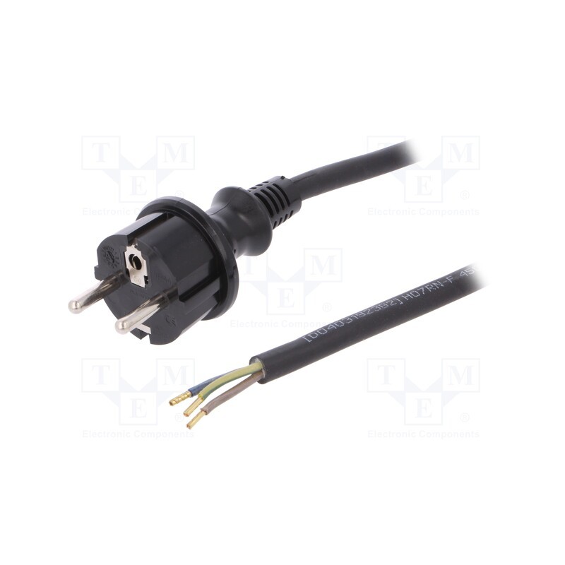 1 pcs x PLASTROL - W-97211 - Cable, 3x1mm2, CEE 7/7 (E/F) plug,wires,SCHUKO plug, rubber, 5m