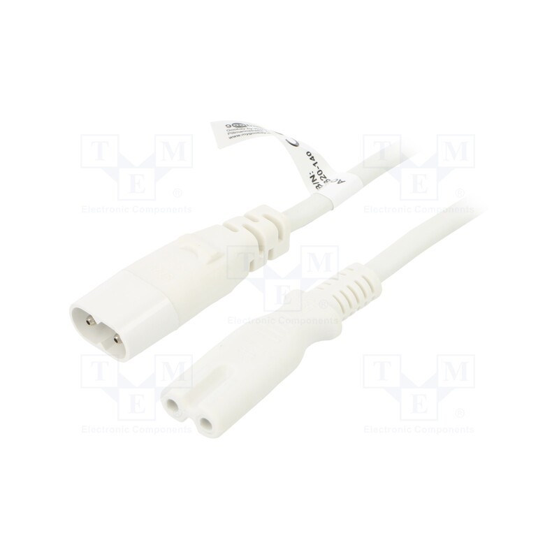 1 pcs x Goobay - 97200 - Cable, IEC C7 female,IEC C8 male, PVC, 2m, white, 2.5A, 250V