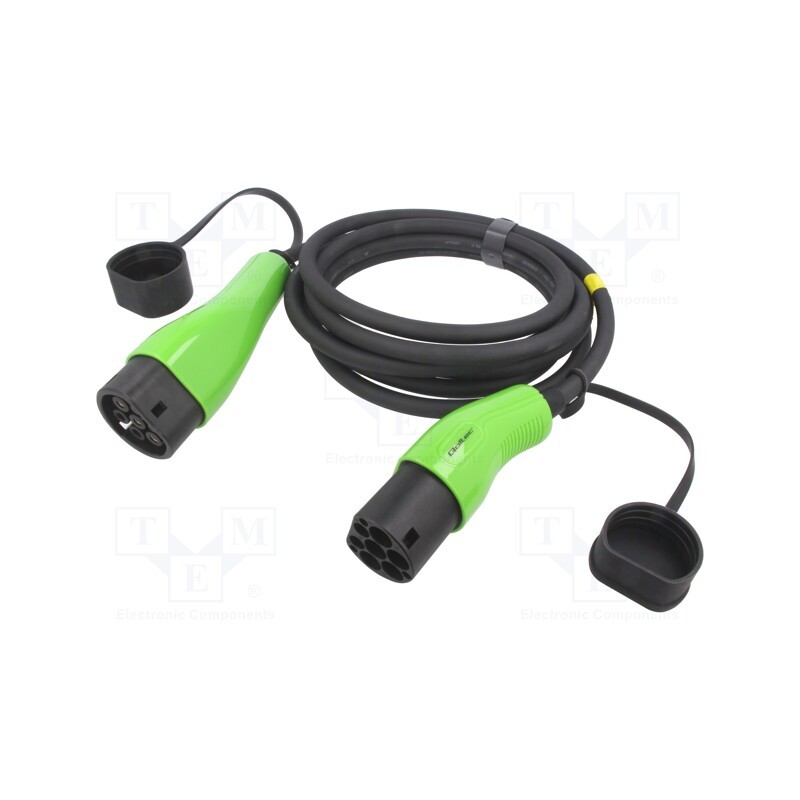 1 pcs x QOLTEC - 52472 - Charger: eMobility, 2x0.5mm2,3G6mm2, 7kW, IP65, Type 2,both sides
