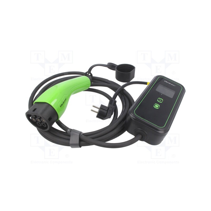 1 pcs x QOLTEC - 52470 - Charger: eMobility, 2x0.5mm2,3G2.5mm2, 3.6kW, IP65, 5m, 16A, 230VAC