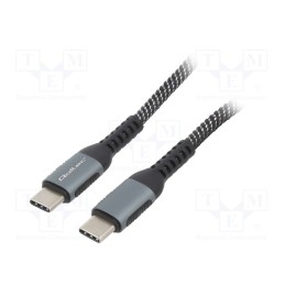1 pcs x QOLTEC - 52357 - Cable, USB 2.0, USB C plug,both sides, 1m, black-white, 480Mbps