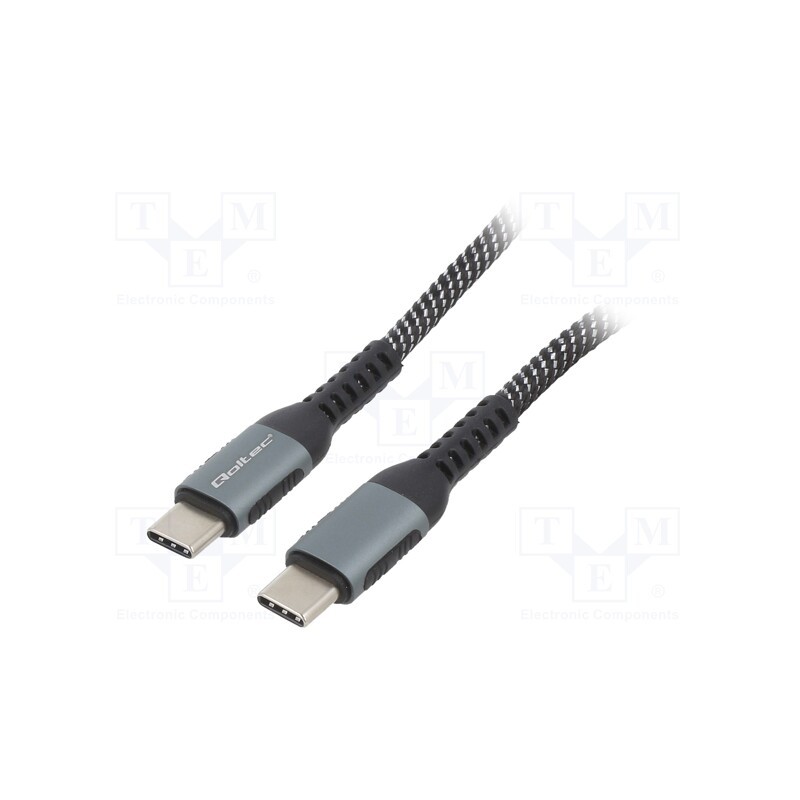 1 pcs x QOLTEC - 52357 - Cable, USB 2.0, USB C plug,both sides, 1m, black-white, 480Mbps