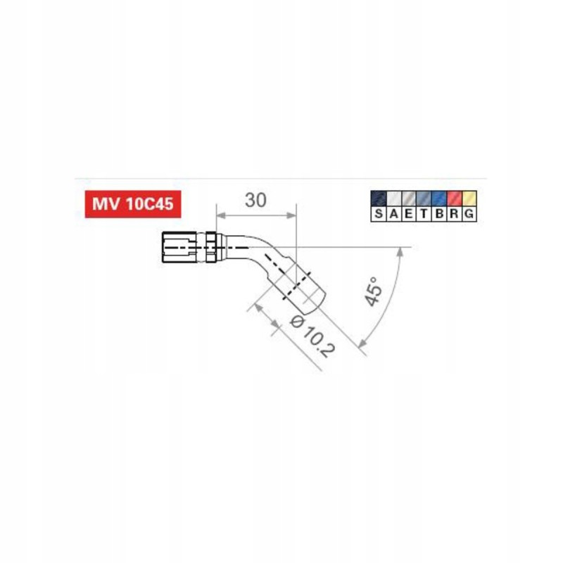 Brake pipe end, bend, 45 silver