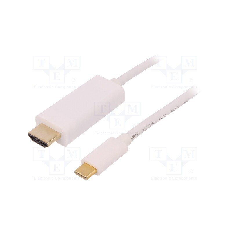 1 pcs x QOLTEC - 50415 - Adapter, USB 3.1, HDMI plug,USB C plug, 2m, white