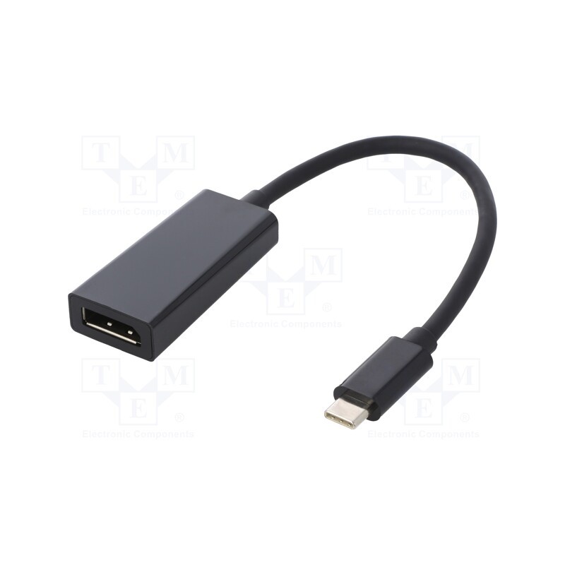 1 pcs x QOLTEC - 50377 - Adapter, USB 3.1, DisplayPort socket,USB C plug, 0.23m, black