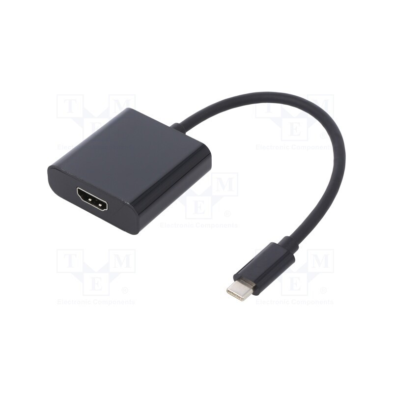 1 pcs x QOLTEC - 50375 - Adapter, USB 3.1, HDMI socket,USB C plug, 0.23m, black, black