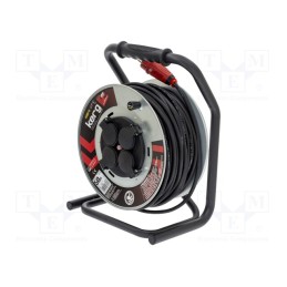 1 pcs x KERG - W2241 - Extension lead, 3x1.5mm2, reel, Sockets: 4, rubber, black, 50m, 16A