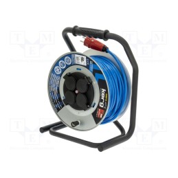 1 pcs x KERG - W2178 - Extension lead, 3x1.5mm2, reel, Sockets: 4, PUR, blue, 40m, 16A