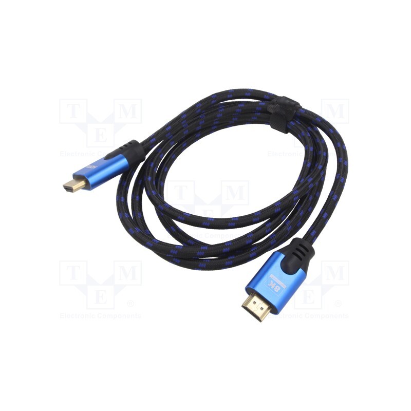 1 pcs x SAVIO - SAVKABELCL-143 - Cable, HDMI 2.1, HDMI plug,both sides, textile, 3m, black