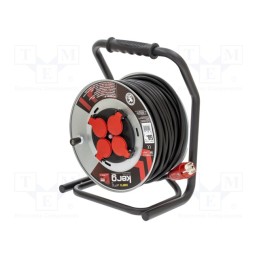1 pcs x KERG - W2432 - Extension lead, 3x2.5mm2, reel, Sockets: 4, rubber, black, 50m, 16A
