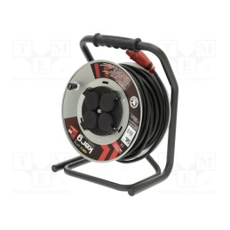 1 pcs x KERG - W2425 - Extension lead, 3x2.5mm2, reel, Sockets: 4, rubber, black, 50m, 16A