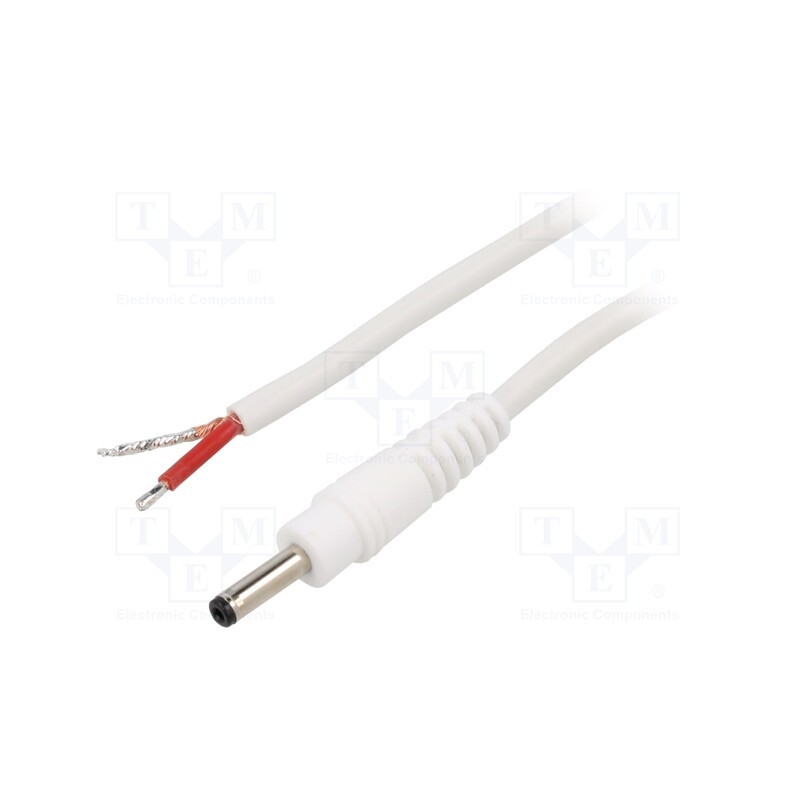 1 pcs x WEST POL - P13-TT-C100-050WH - Cable, 1x1mm2, wires,DC 3,5/1,3 plug, straight, white, 0.5m