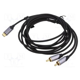 1 pcs x VENTION - BGUHI - Cable, RCA plug x2,USB C plug, gold-plated, 3m, black, Core: Cu