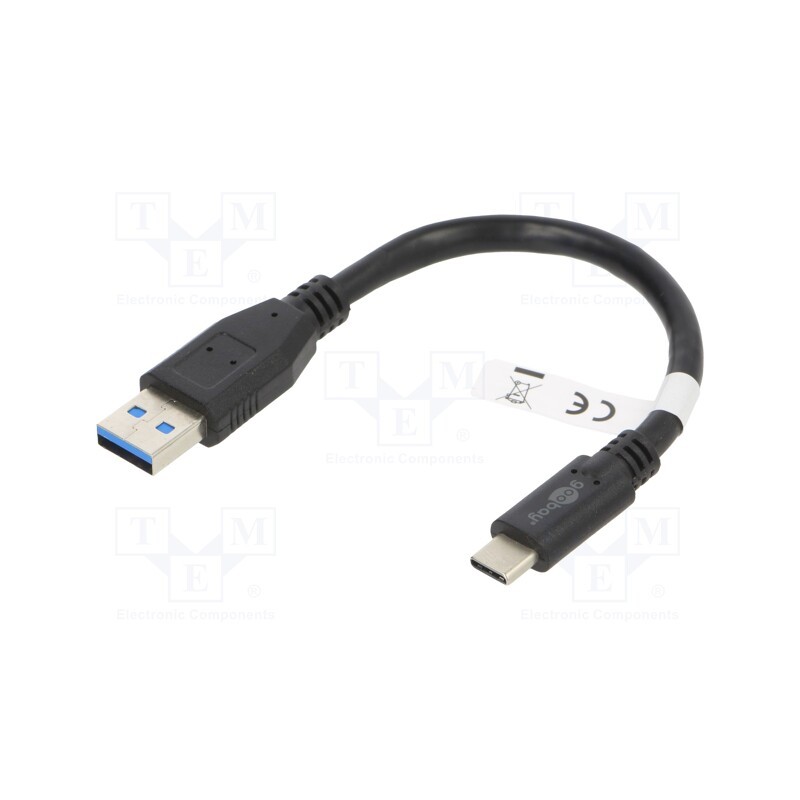1 pcs x Goobay - 45247 - Cable, USB 3.0, USB A plug,USB C plug, 0.15m, black