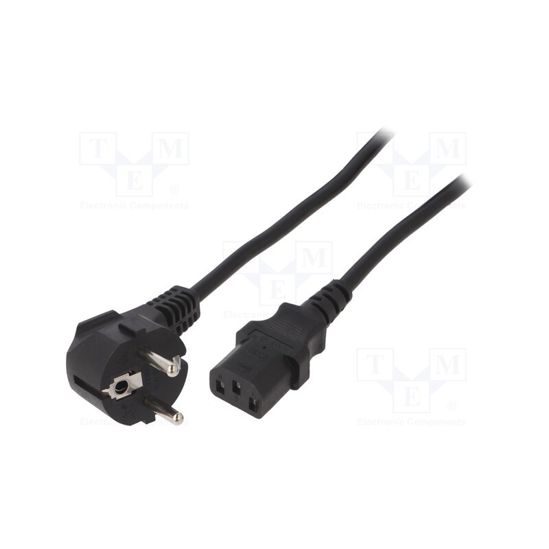 1 pcs x GEMBIRD - PC-186-VDE-3M - Cable, 3x1mm2, CEE 7/7 (E/F) plug angled,IEC C13 female, PVC, 3m