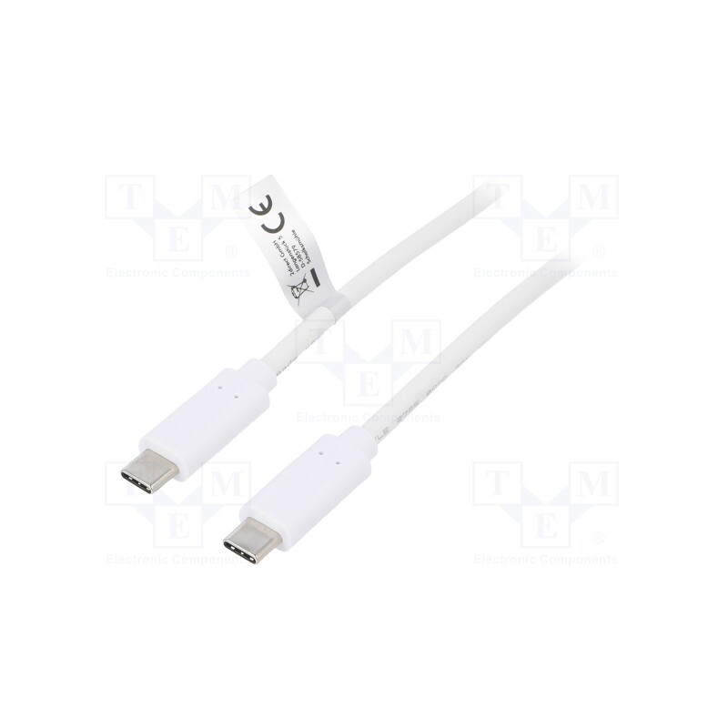 1 pcs x LOGILINK - CU0131 - Cable, USB 3.2, USB C plug,both sides, 1m, white, 10Gbps, 100W, 5A