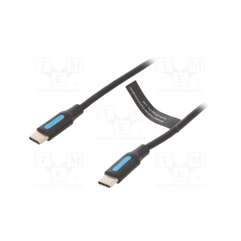 1 pcs x VENTION - COSBI - Cable, USB 2.0, USB C plug,both sides, nickel plated, 3m, black
