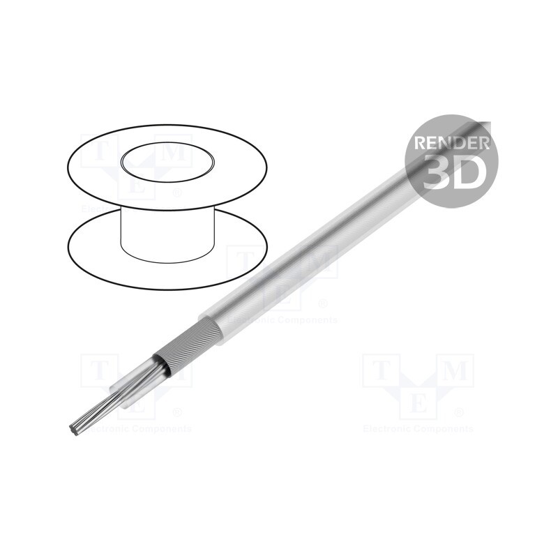 1 rol x ALPHA WIRE - 9450 WH033 - Wire: coaxial, Alpha Essential COAX,Micro Coaxial Cable, Cu, PFA