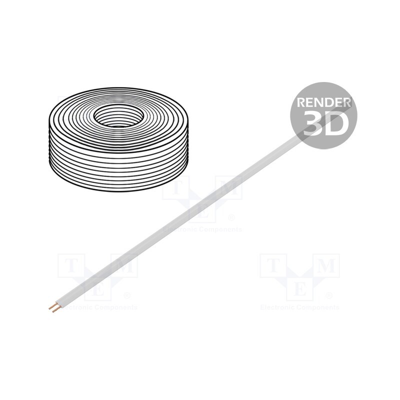 1 rol x DONAU ELEKTRONIK - 218-55 - Wire, LiYz, 2x0.14mm2, 250V, Package: 5m, Cu, stranded, white