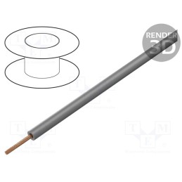 1 rol x DONAU ELEKTRONIK - 125-S50-9 - Wire, stranded, Cu, 0.25mm2, PVC, grey, 100V, 50m, Class: 5, 1x0.25mm2