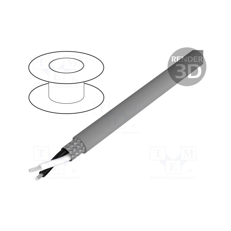 1 rol x ALPHA WIRE - 3231 SL001 - Wire, Alpha Essential C&C, 2x20AWG, PVC, dark grey, 600V, 305m