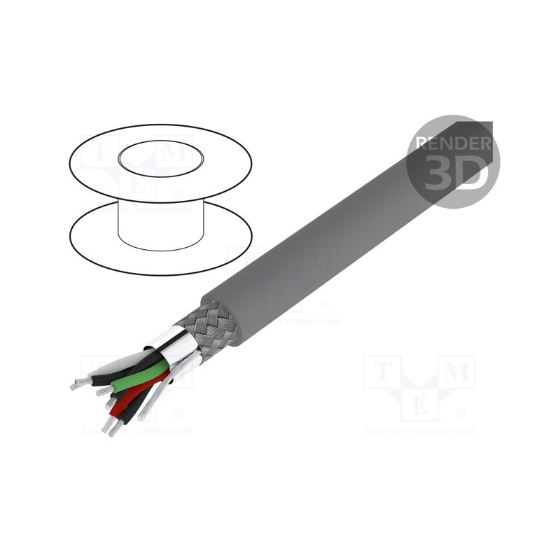 1 rol x ALPHA WIRE - 6391 SL001 - Wire, Alpha Essential C&C, 3x2x28AWG, PVC, dark grey, 300V, 305m