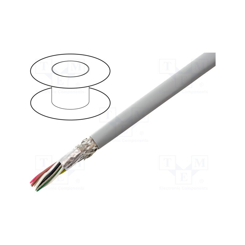 1 rol x ALPHA WIRE - 78386 SL005 - Wire, EcoCable Mini, 6x2x22AWG, MPPE, dark grey, 300V, 30.5m, 100ft