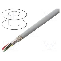 1 rol x ALPHA WIRE - 78376 SL005 - Wire, EcoCable Mini, 6x2x24AWG, MPPE, dark grey, 300V, 30.5m, 100ft