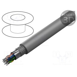 1 rol x 3M - 3750/16SF (100FT) - Wire, 8x2x26AWG, PVC, grey, 300V, 30.5m, Earth core: none