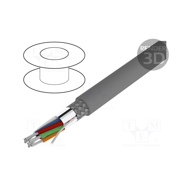 1 rol x ALPHA WIRE - 6343 SL005 - Wire, Alpha Essential C&C, 7x22AWG, PVC, dark grey, 300V, 30.5m