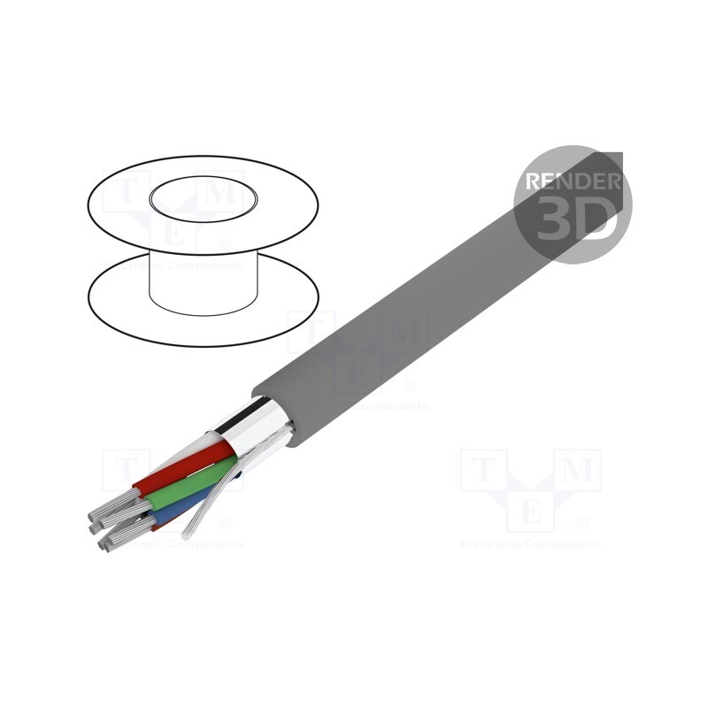 1 rol x ALPHA WIRE - 5123C SL005 - Wire, Xtra Guard® 1, 3x2x22AWG, PVC, dark grey, 300V, 30.5m, 100ft