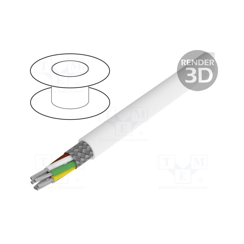 1 rol x ALPHA WIRE - 2824/6 WH005 - Wire, Alpha Essential C&C, 6x22AWG, PTFE, white, 600V, 30.5m, 100ft