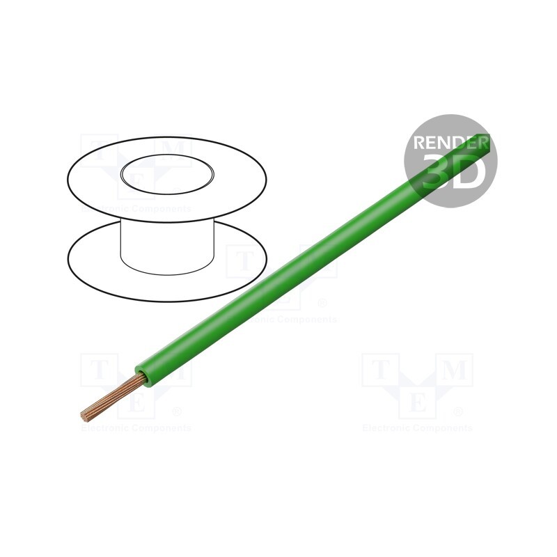 1 rol x DONAU ELEKTRONIK - 125-S25-4 - Wire, stranded, Cu, 0.25mm2, PVC, green, 100V, 25m, Class: 5